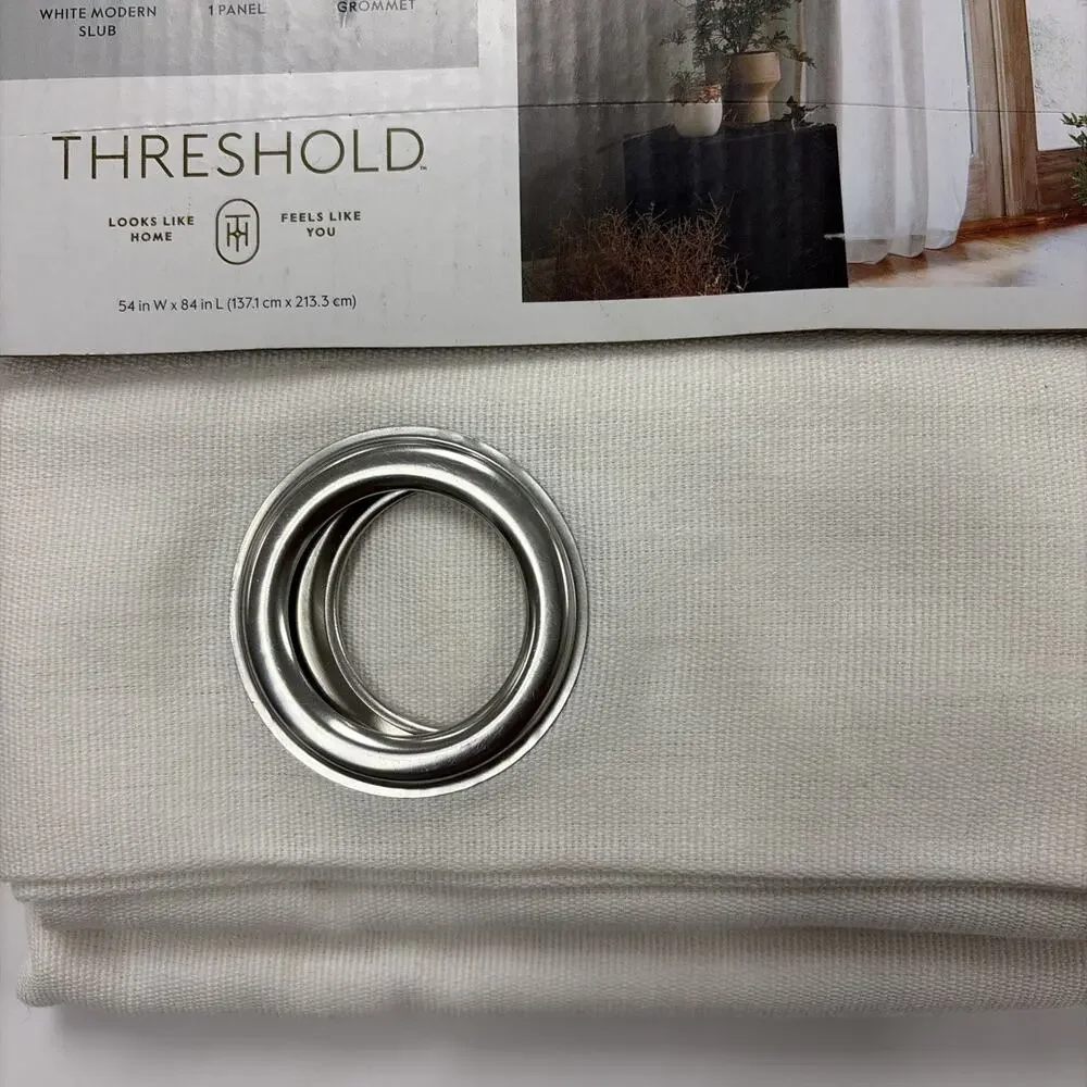 Threshold Light Filtering Curtain White Modern Slub - One Panel 54